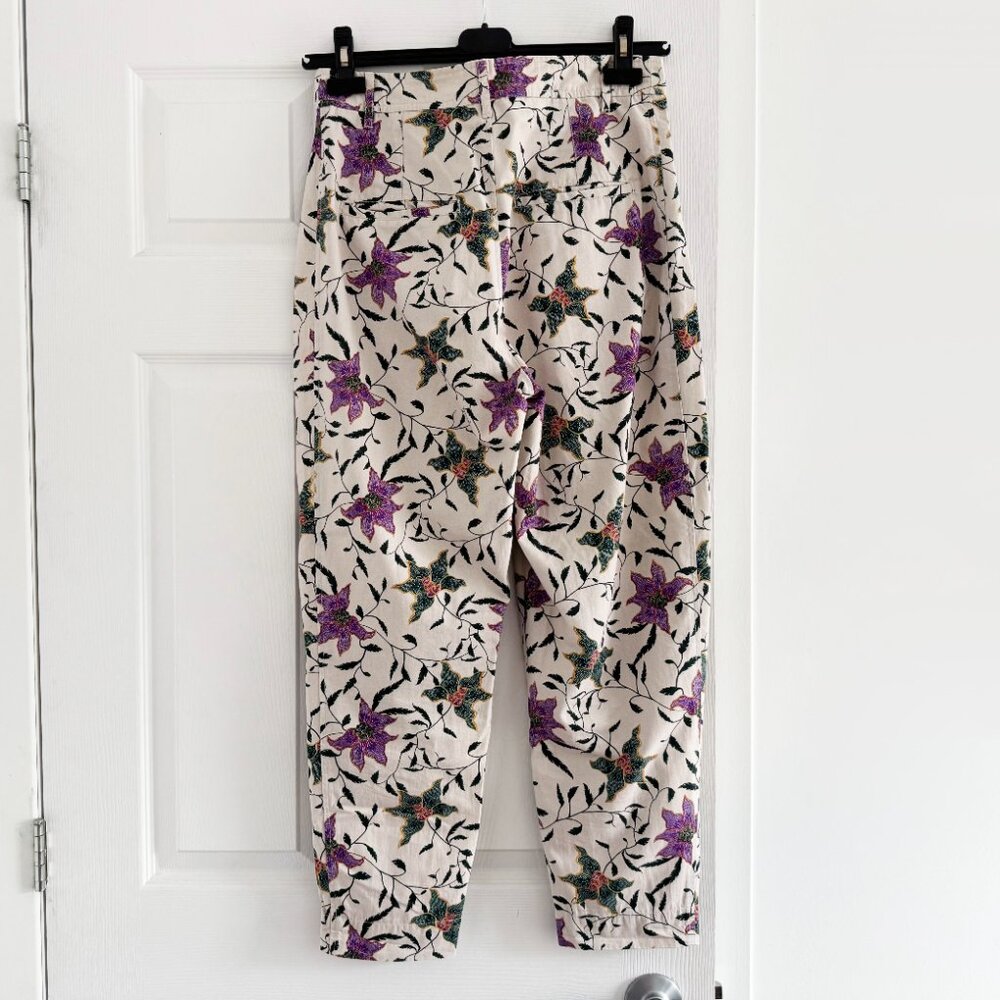 Isabel Marant "Gubaia" floral-print cropped tapered cotton trousers, size 36 - Picture 13 of 15